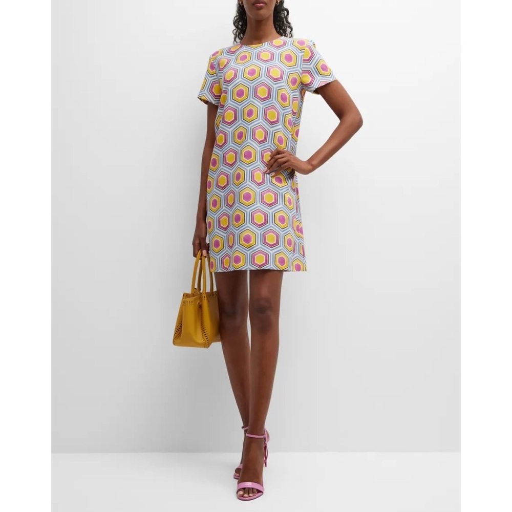 Marella Geometric Print Acaico Mini Short Sleeve Shift Dress Size 4 NWT